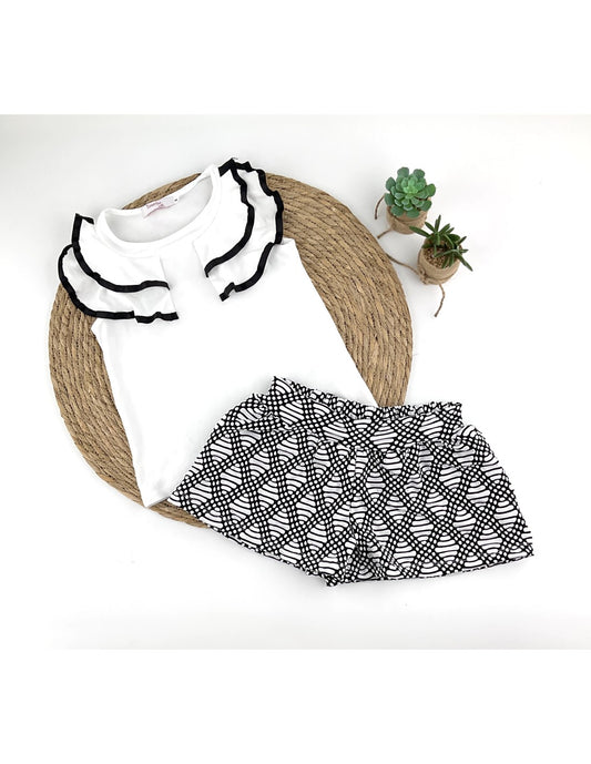 Conjunto Short Blanco Negro