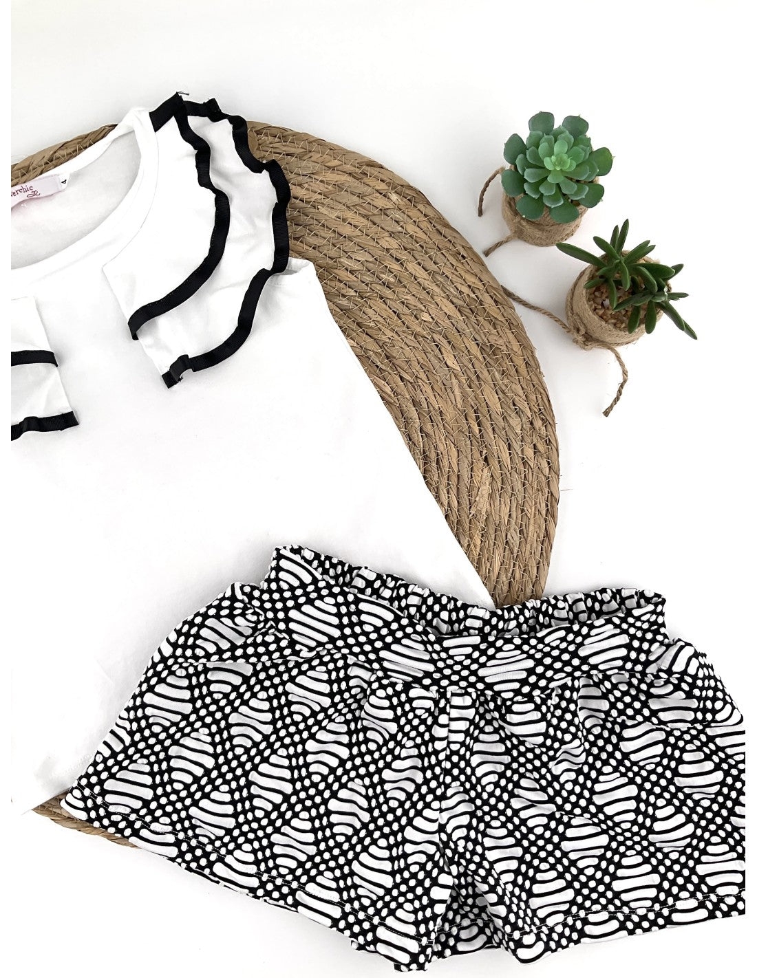 Conjunto Short Blanco Negro