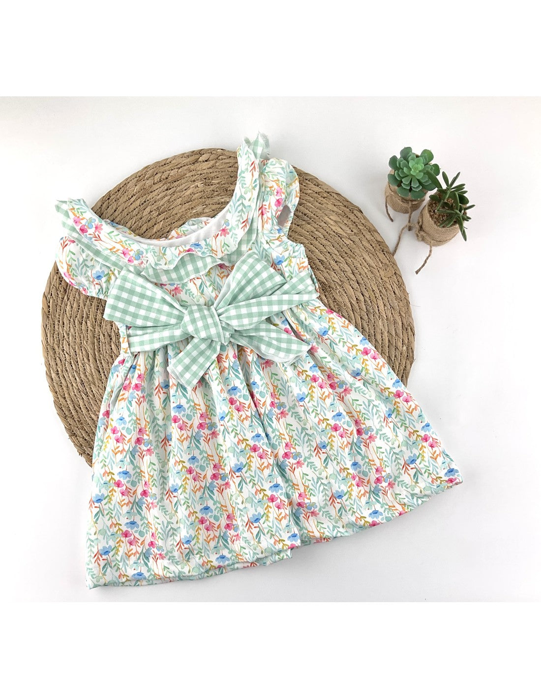 Vestido Verde Flores Vichy
