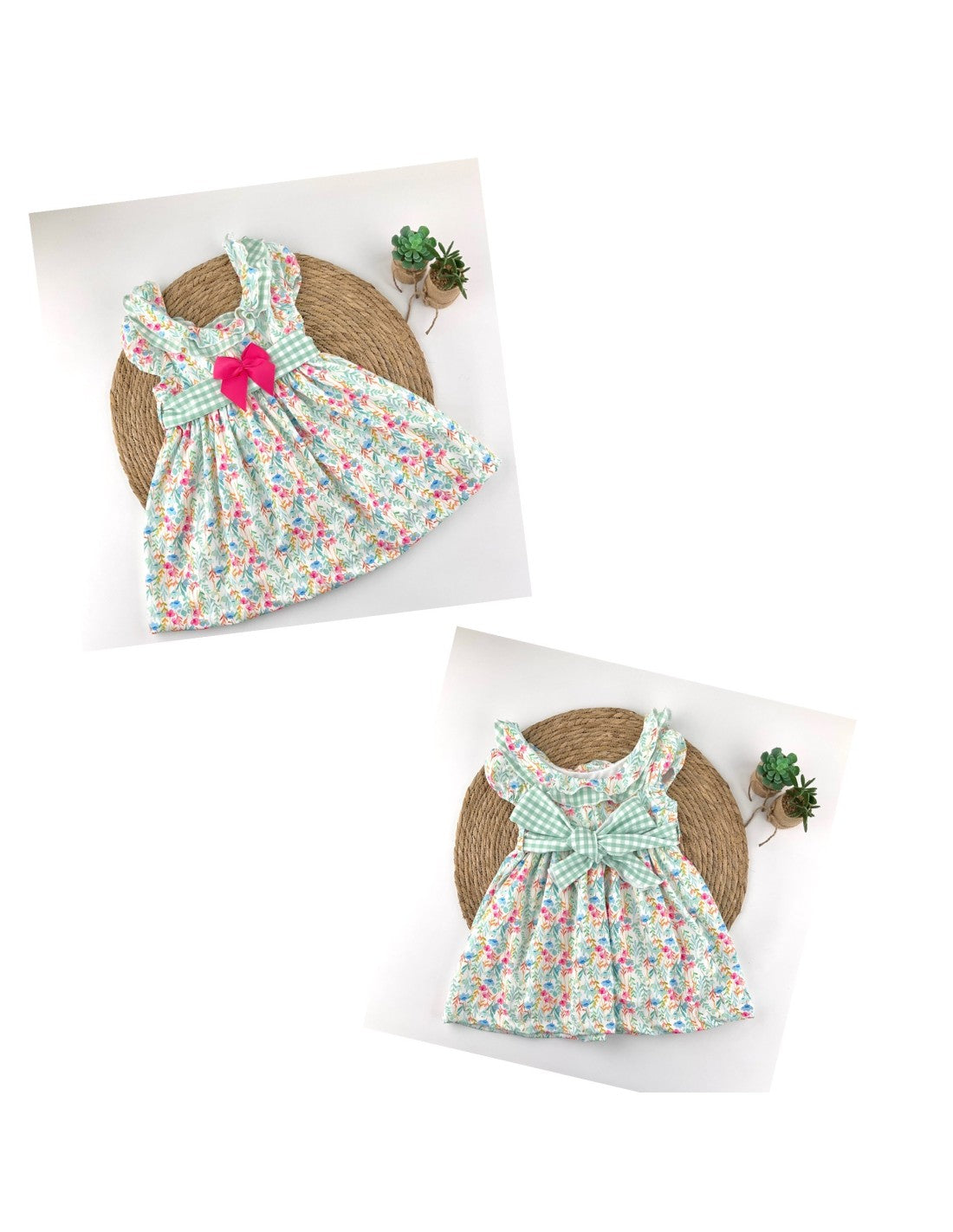 Conjunto Verde Flores Vichy