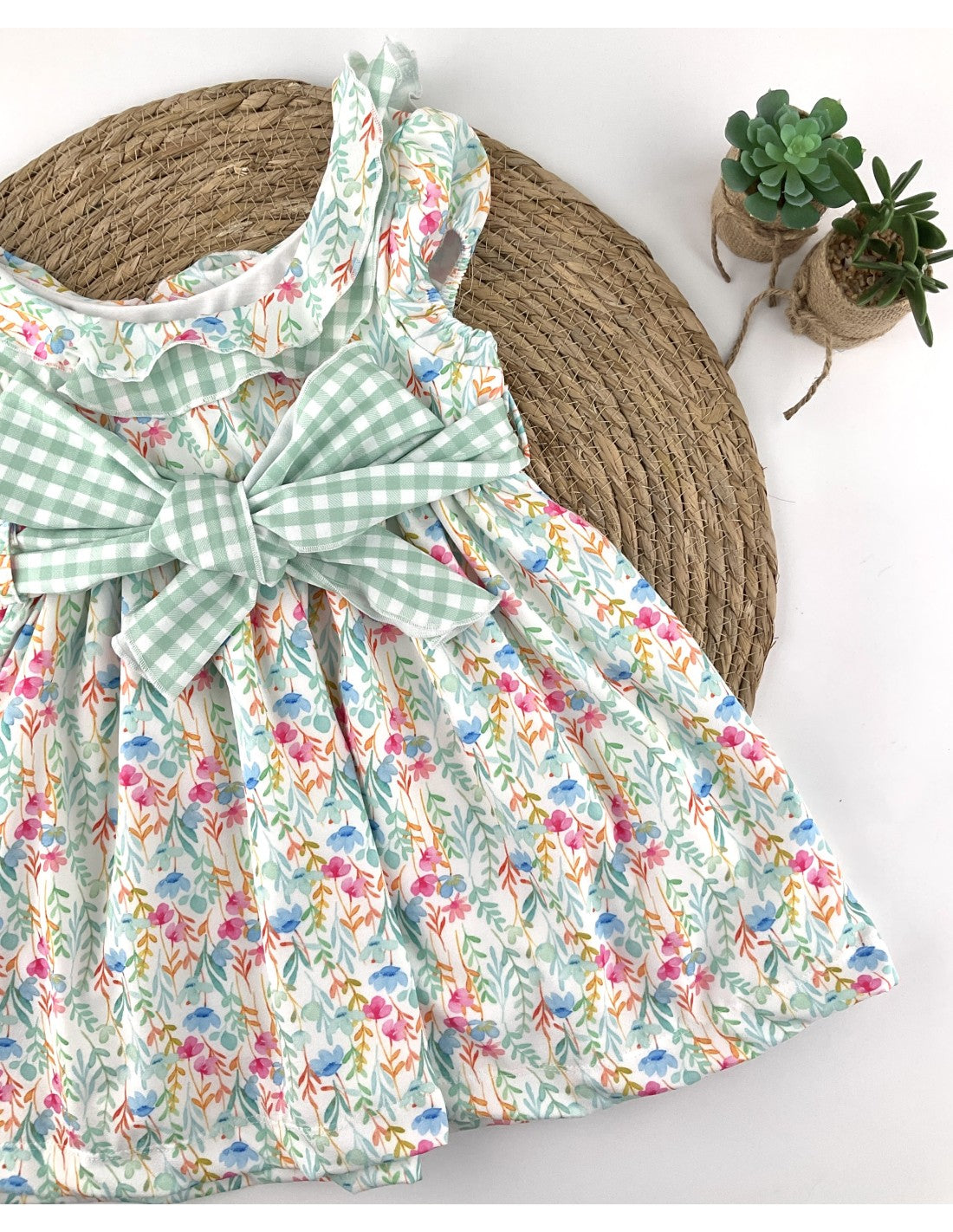 Vestido Verde Flores Vichy