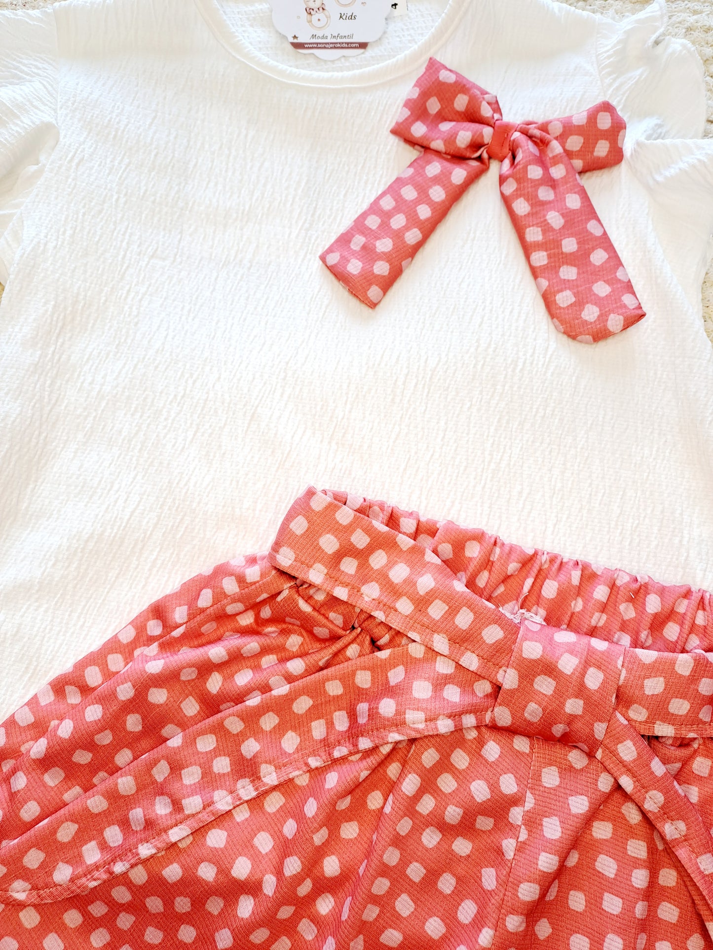 Conjunto Short Coral Blanco