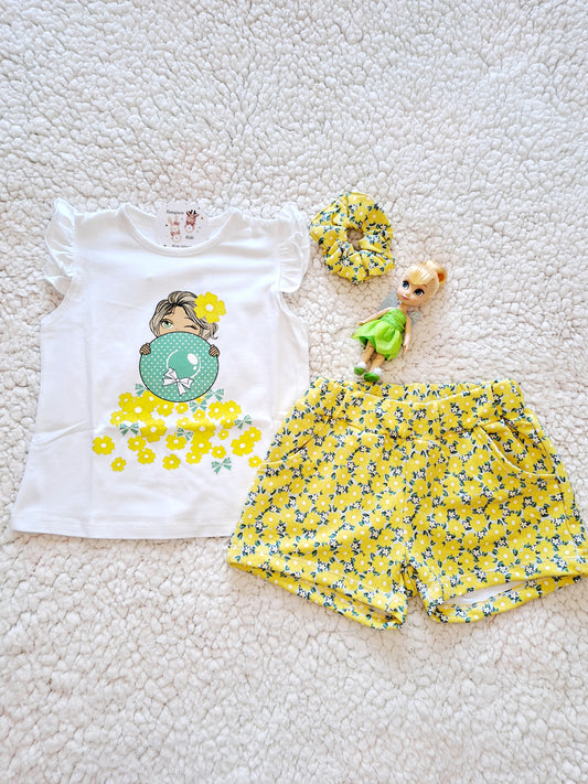 Conjunto Short Flores Amarillo