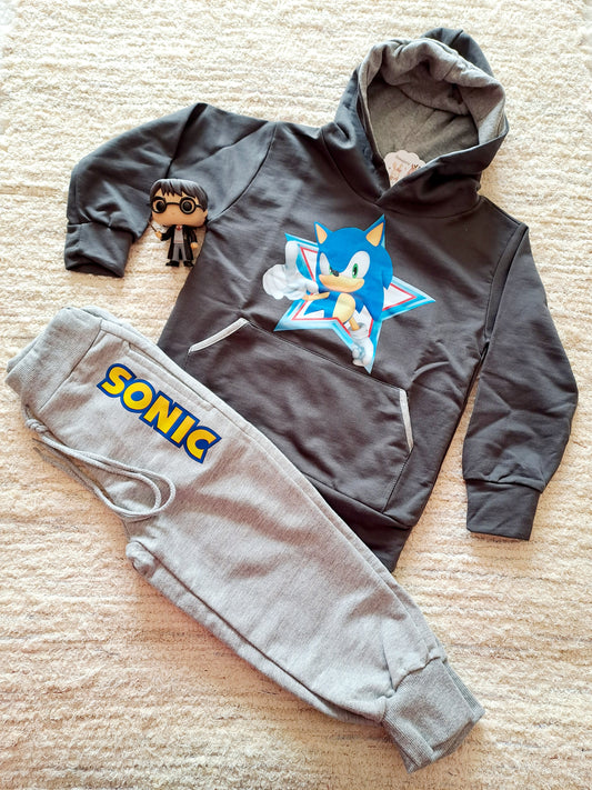 Conjunto Gris Niño Sonic
