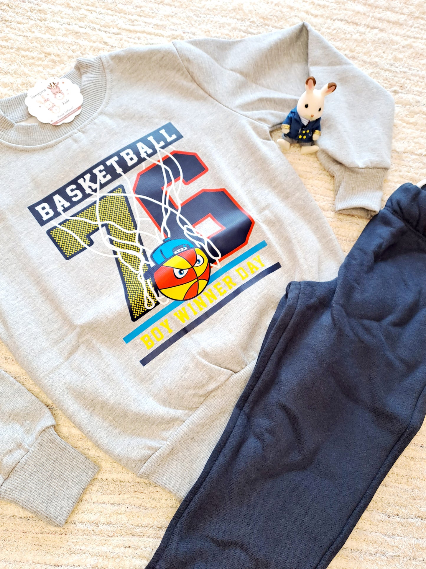 Conjunto Gris Marino Basketball