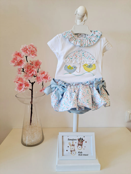 Conjunto Dos Pajaritos Celeste