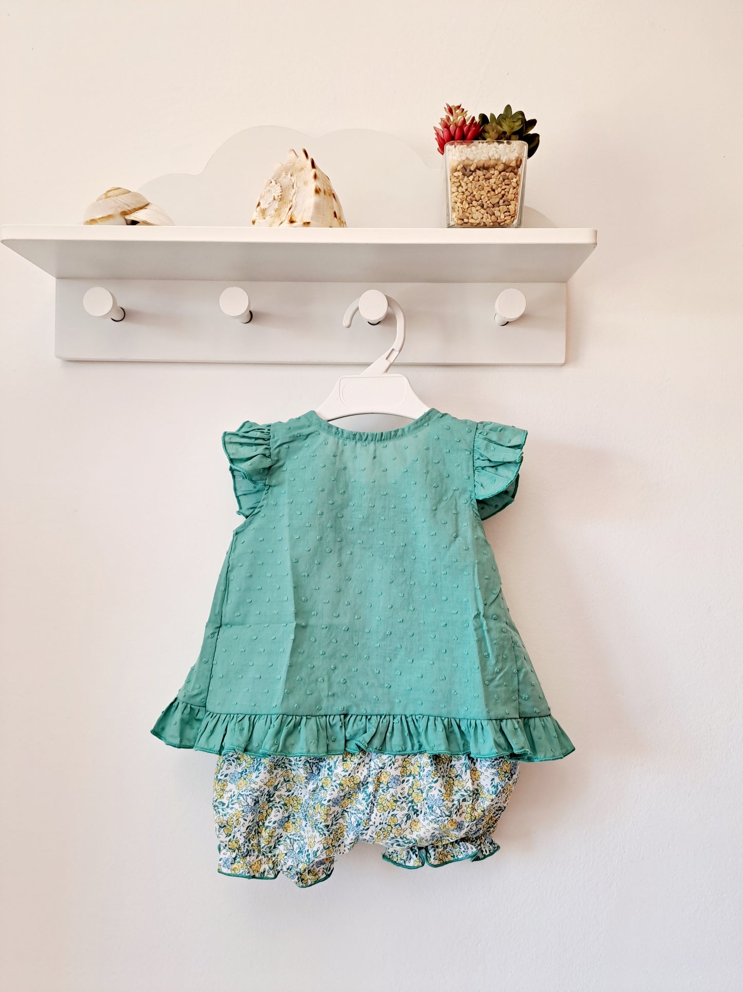 Conjunto Plumetti Flores Verde