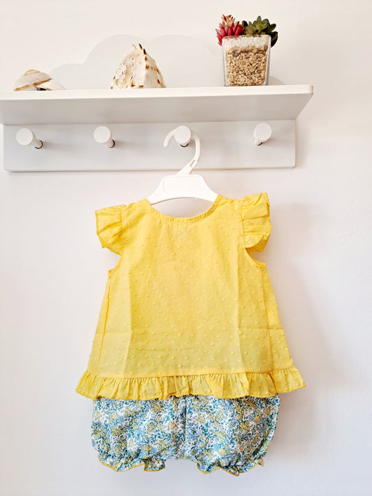 Conjunto Plumetti Flores Amarillo