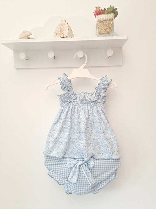 Conjunto Azul Flores Vichy