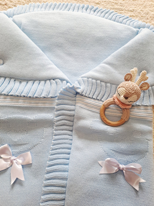 Saquitos Lana Celeste Blanco