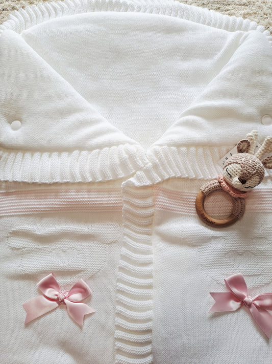 Saquitos Lana Blanco Rosa