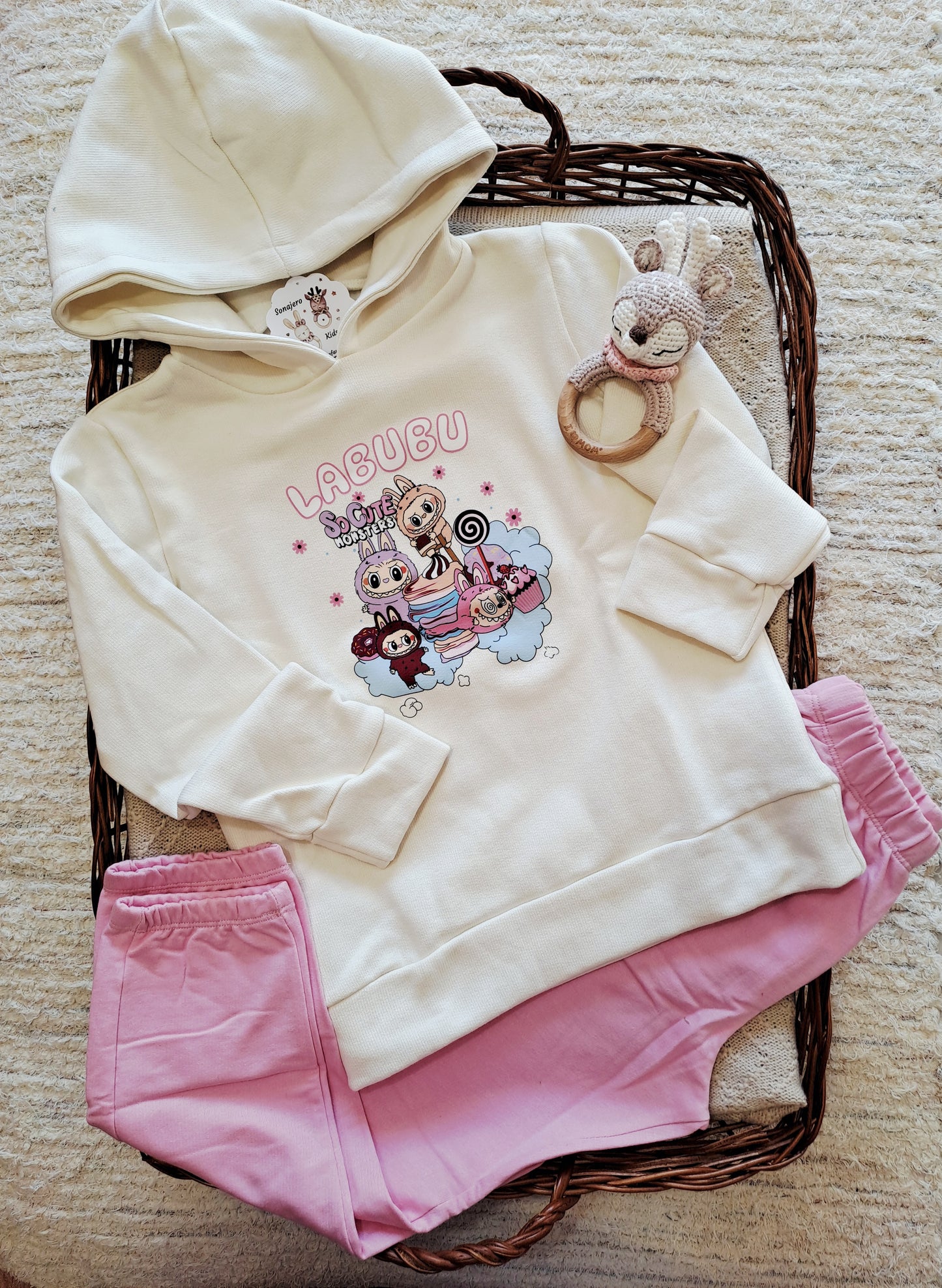 Conjunto Sudadera Labubu Rosa
