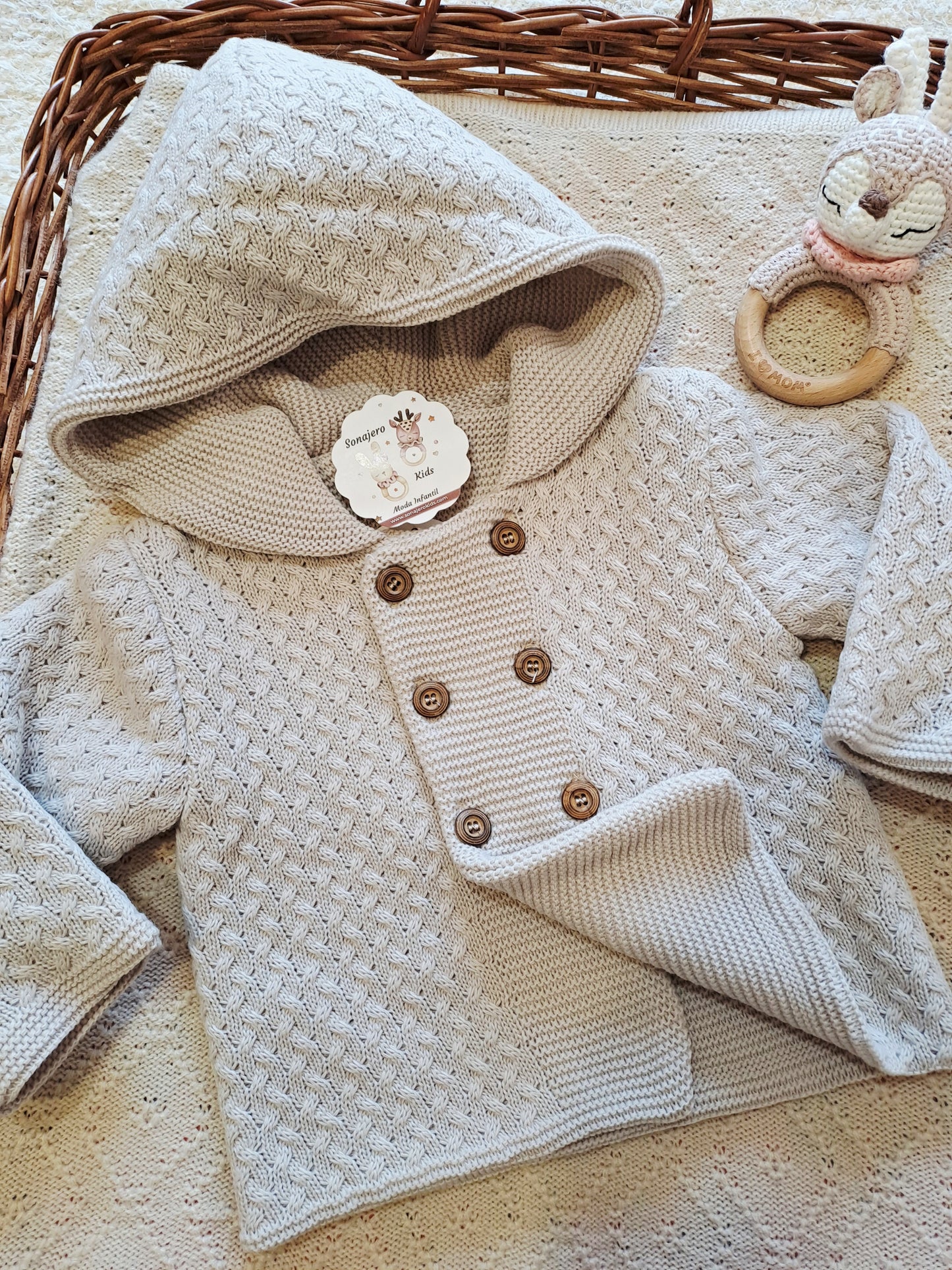 Abrigo Capucha Elfos Piedra