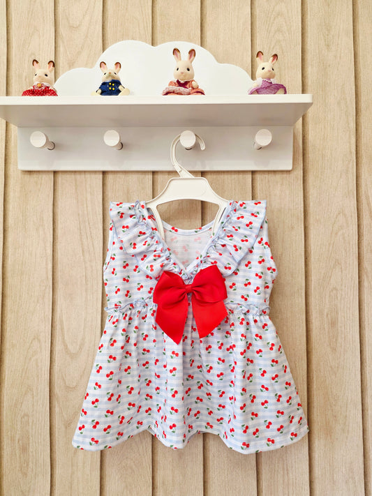 Vestido Cerezas Celeste