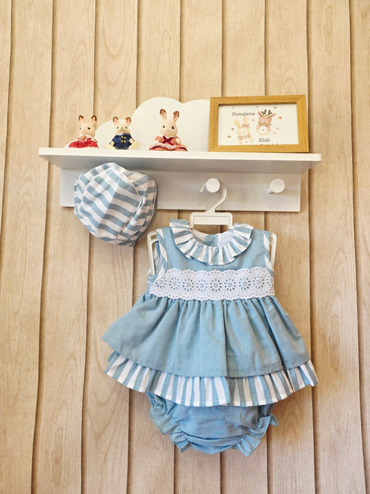 Conjunto Chambrita 3 piezas Cielo