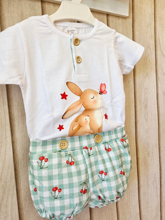 Conjunto Niño Conejito Cerezas