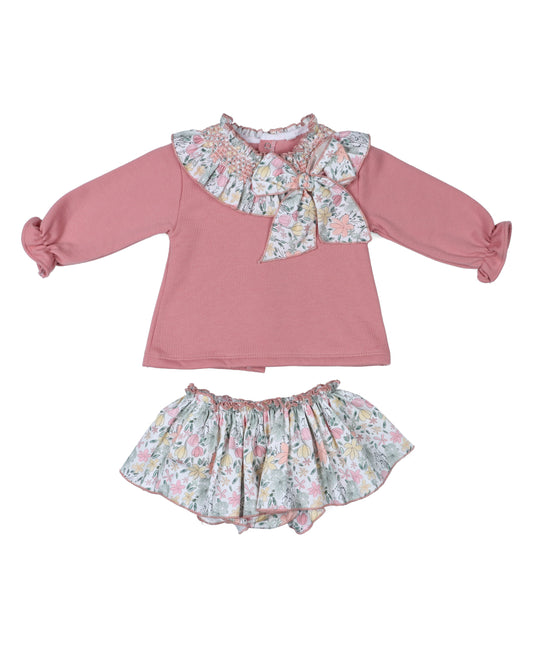 Conjunto Cuello Nido de Abeja Floral