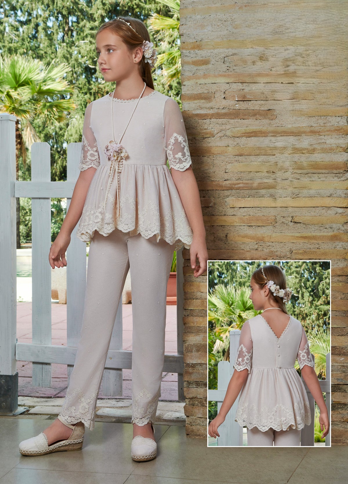 Conjunto de Ceremonia Niña con Pantalón Montserrat Lozano | Sonajero Kids