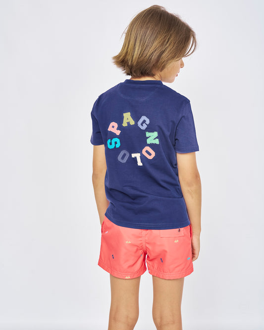 Camiseta Spagnolo Letras Marino