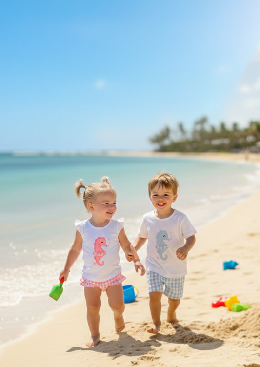 Conjunto Niña Baño Caballito Mar