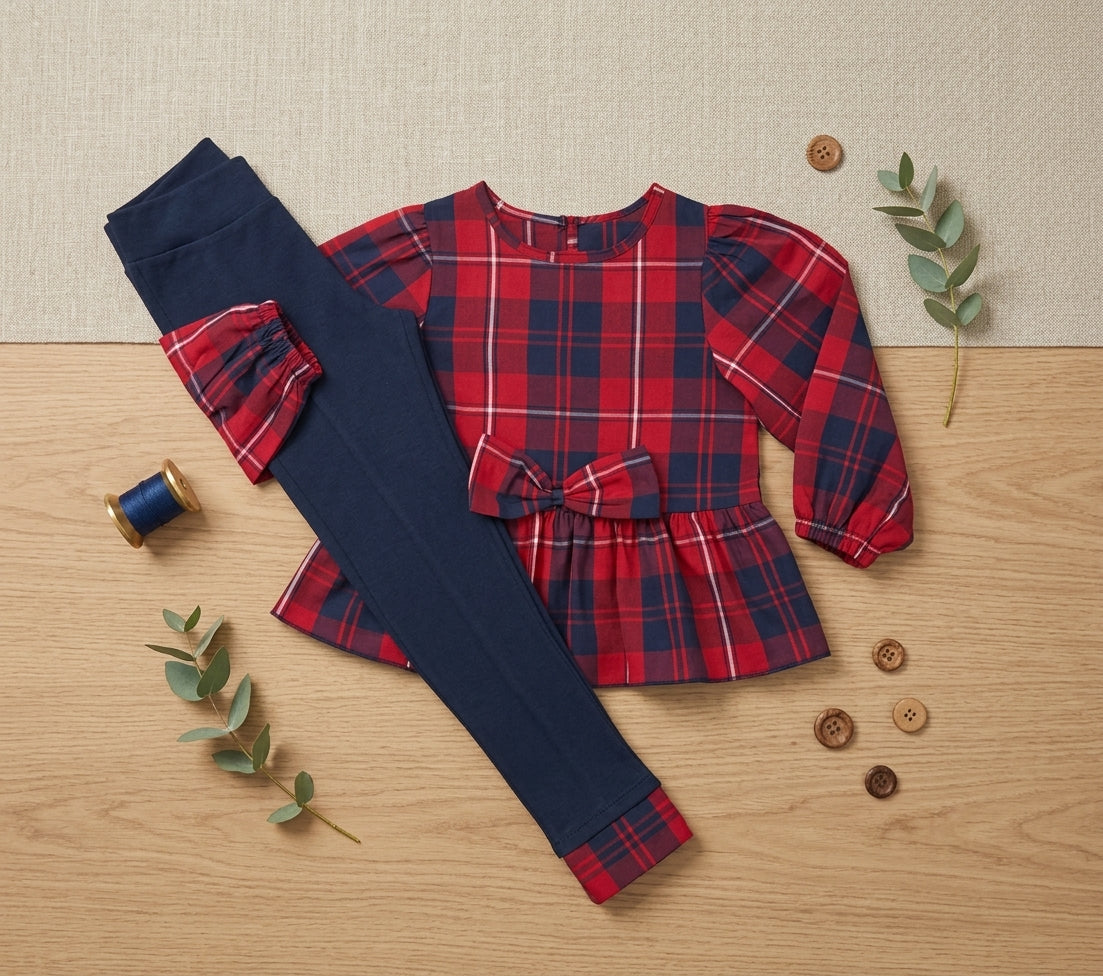 Conjunto Leggins Cuadros Escoces