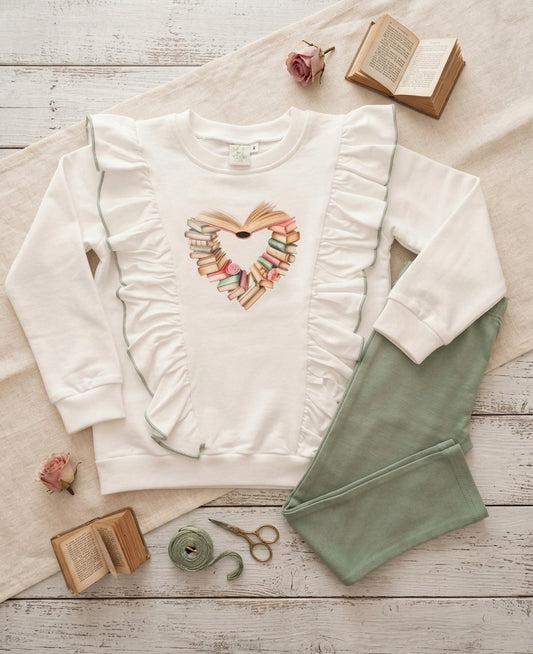 Conjunto Leggins Libro Corazon Beige