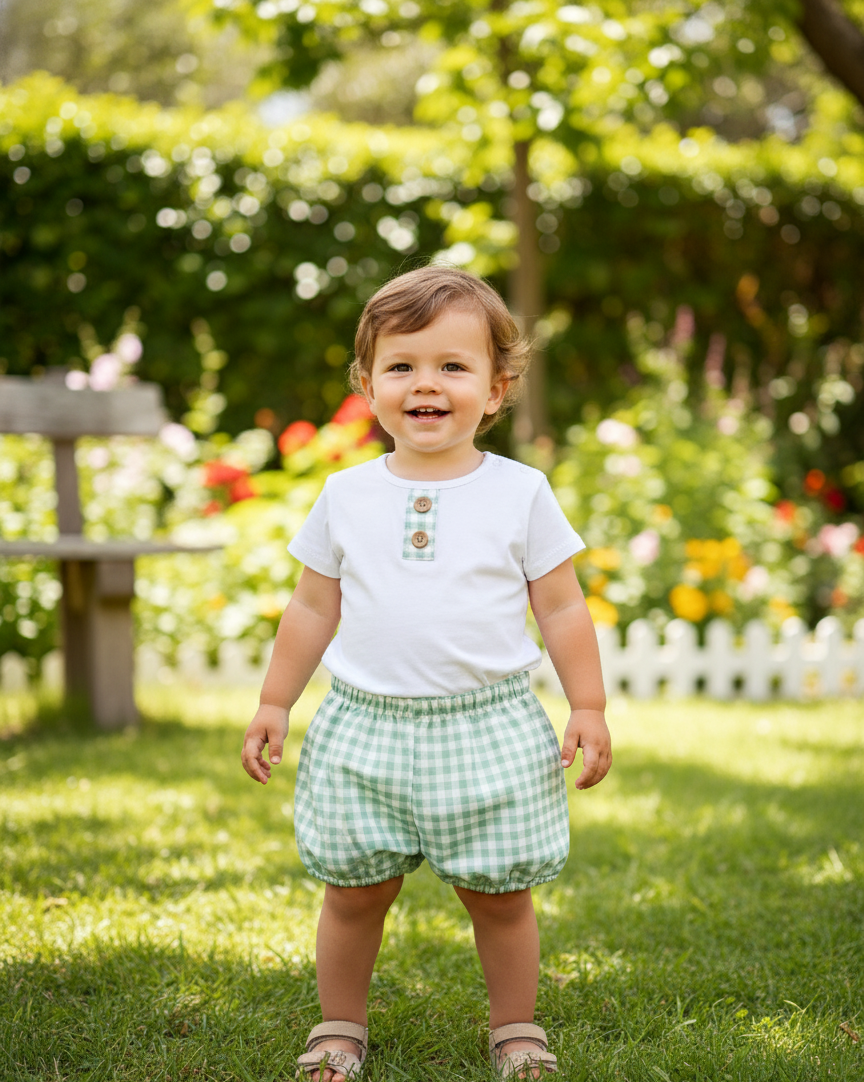 Short Ramo Flores Coral