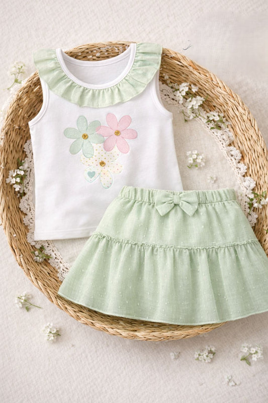 Conjunto Falda Flores De Menta