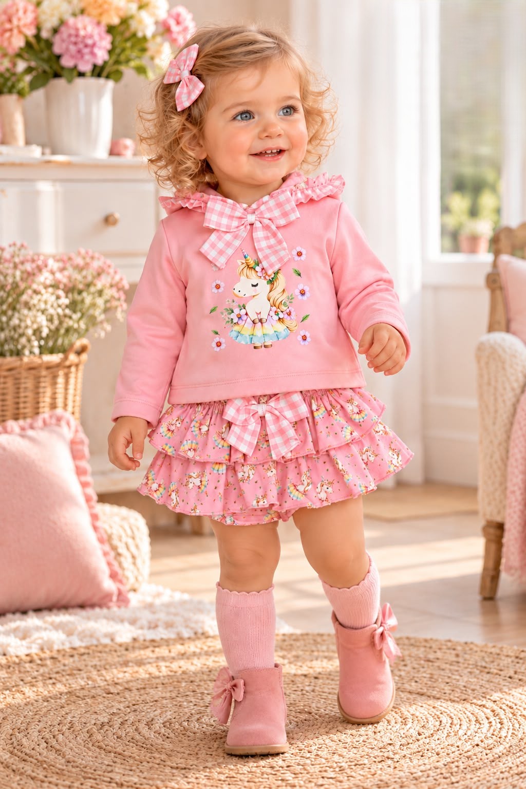 Conjunto Sudadera y Falda-Short Unicornio Rosa | Moda Infantil | Sonajero Kids