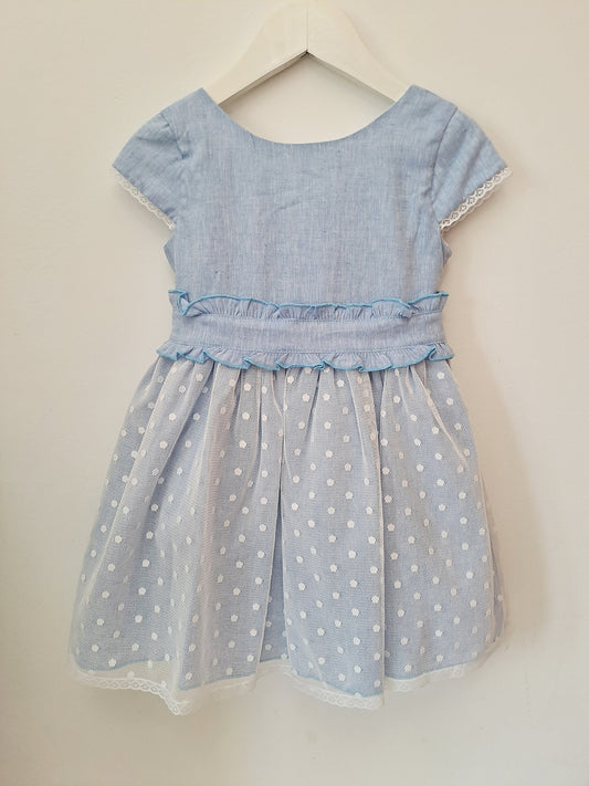 Vestido Tull Plumeti Celeste