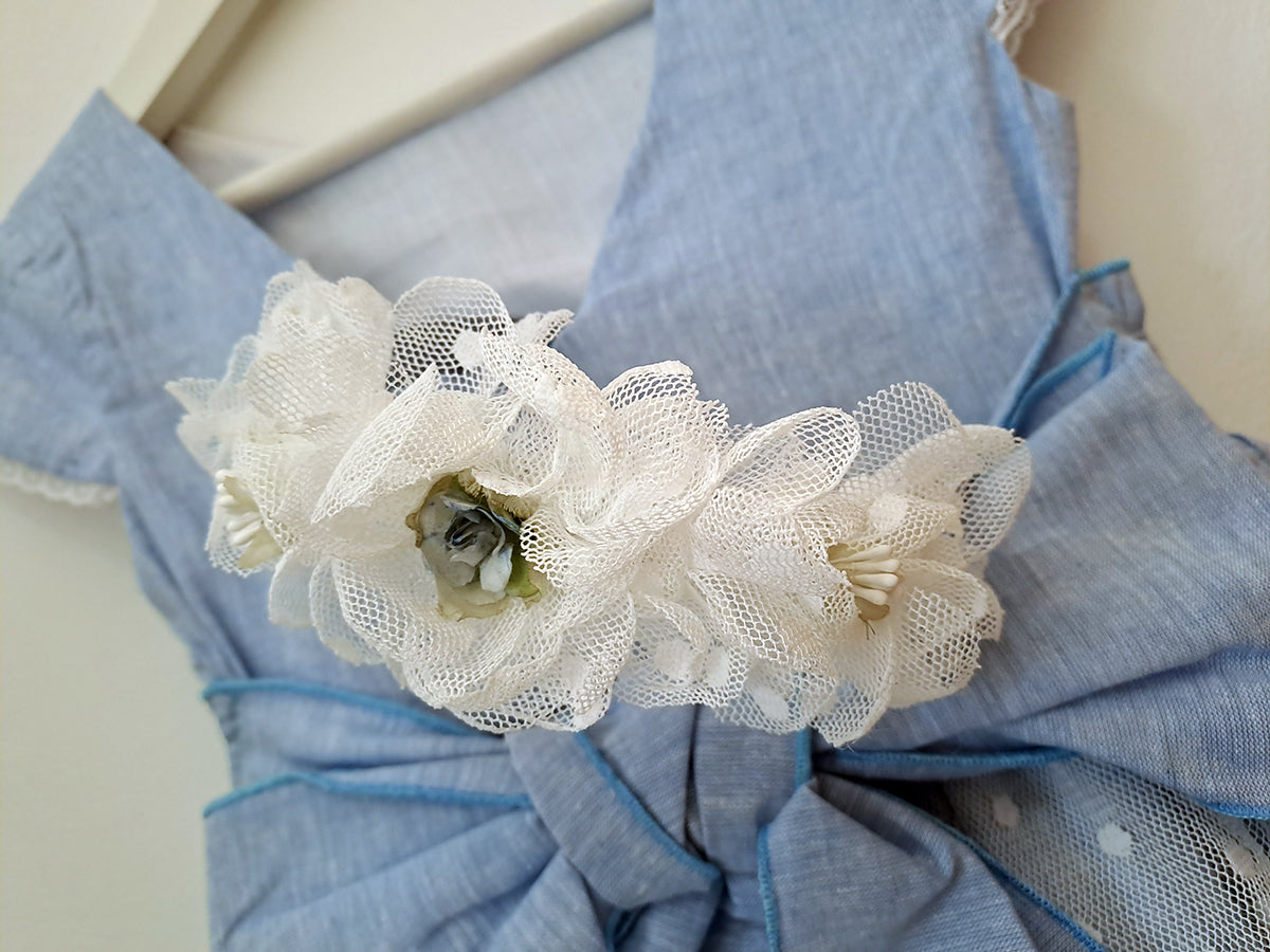 Vestido Tull Plumeti Celeste