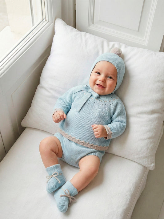 Conjunto de Punto Azul de 4 Piezas para Bebé | Sonajero Kids