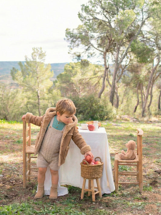 Abrigo de Piel Sintética para Bebé en Beige | Sonajero Kids