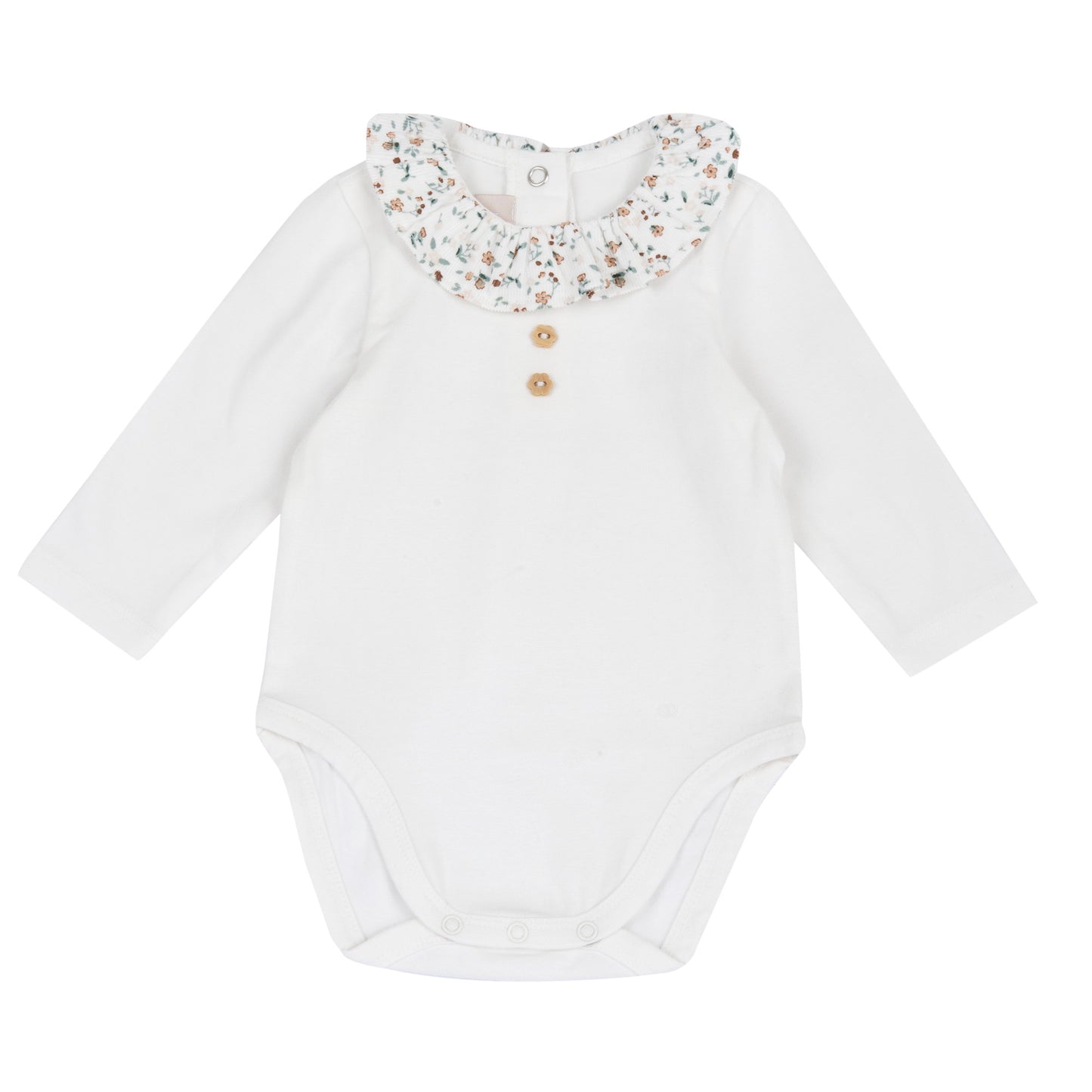Body Bebé Manga Larga con Cuello Volante Floral | Chicco | Sonajero Kids