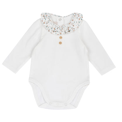 Body Bebé Manga Larga con Cuello Volante Floral | Chicco | Sonajero Kids