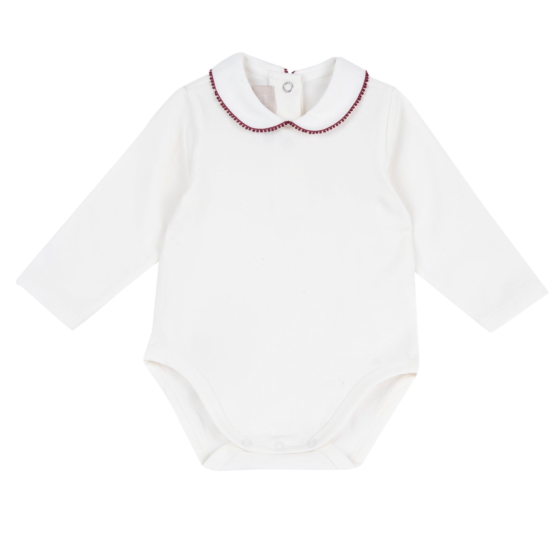 Body Bebé Crudo con Cuello Ribete Granate | Moda Infantil | Sonajero Kids