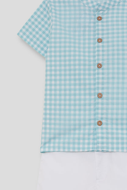 Conjunto Niño Vichy Turquesa