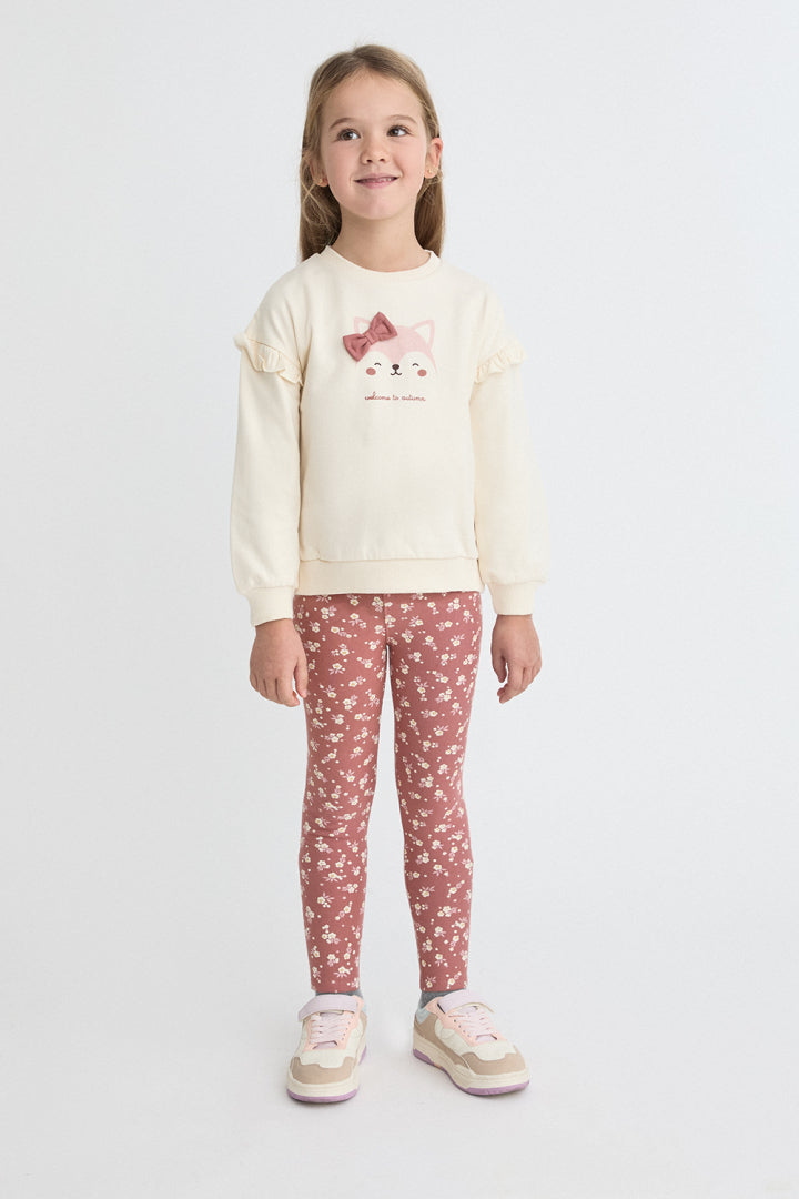Conjunto 2 Piezas Sudadera Volantes y Legging Floral Niña | Colección Otoño | Sonajero Kids