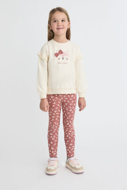 Conjunto 2 Piezas Sudadera Volantes y Legging Floral Niña | Colección Otoño | Sonajero Kids