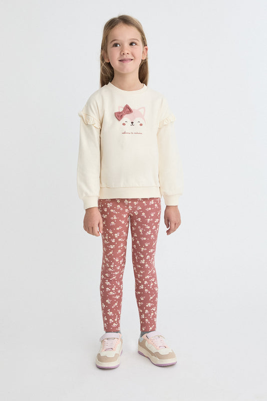 Conjunto 2 Piezas Sudadera Volantes y Legging Floral Niña | Colección Otoño | Sonajero Kids