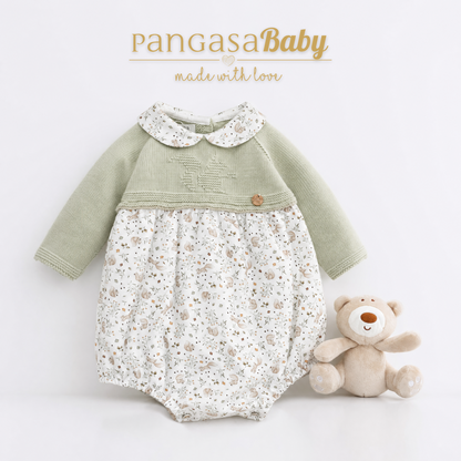 Conjunto de Bebé Pangasa Baby Verde Agua con Estampado de Ardillas | Sonajero Kids