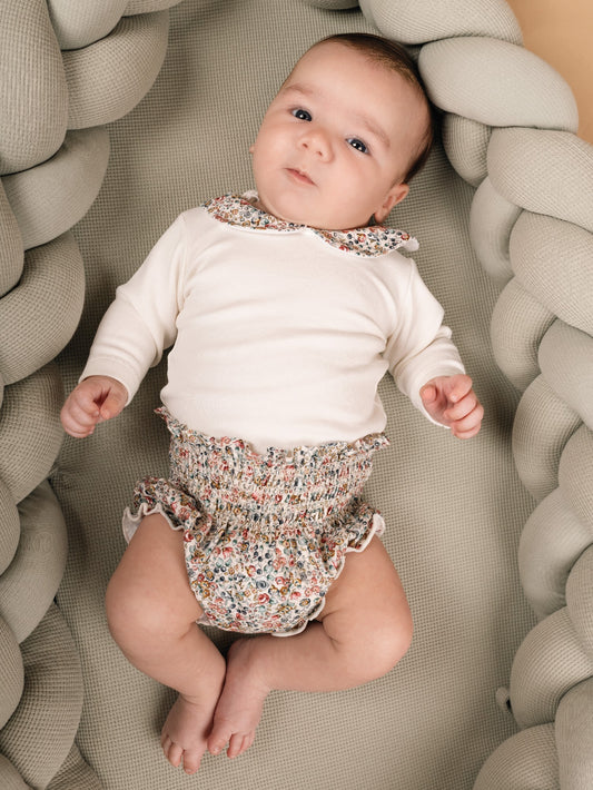 Braga Pañal Smock Estampado Floral | Moda Infantil | Sonajero Kids
