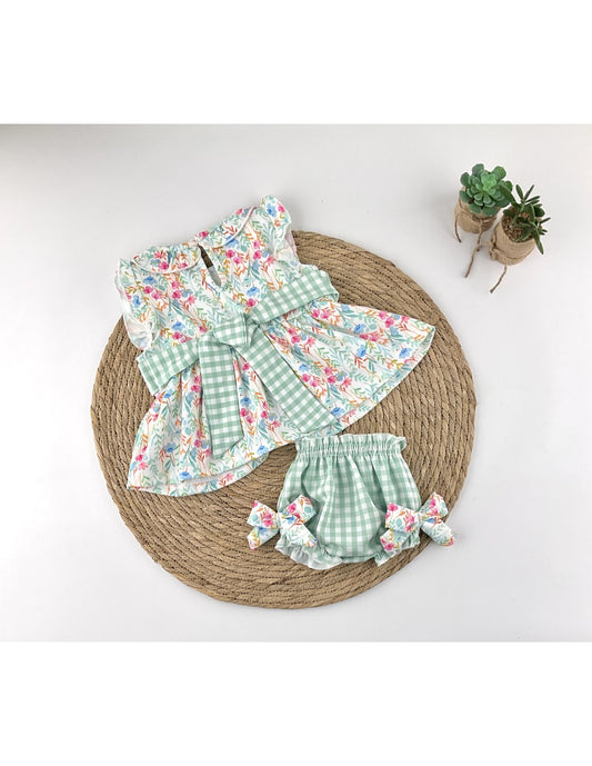 Conjunto Verde Flores Vichy