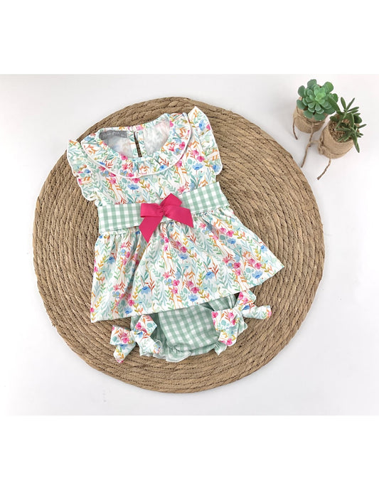 Conjunto Verde Flores Vichy