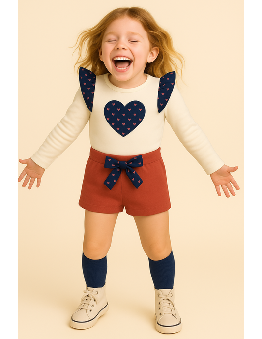 Conjunto Short Osito Corazones