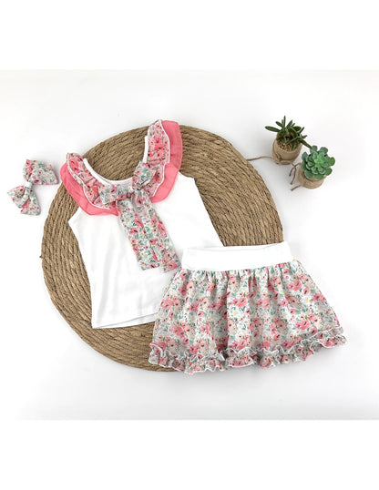 Conjunto Falda Gasa Flores