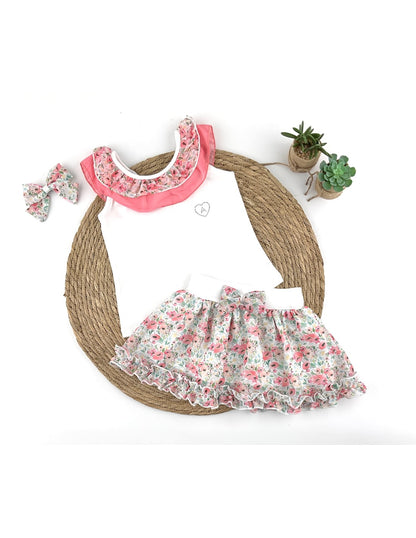 Conjunto Falda Gasa Flores