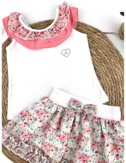 Conjunto Falda Gasa Flores