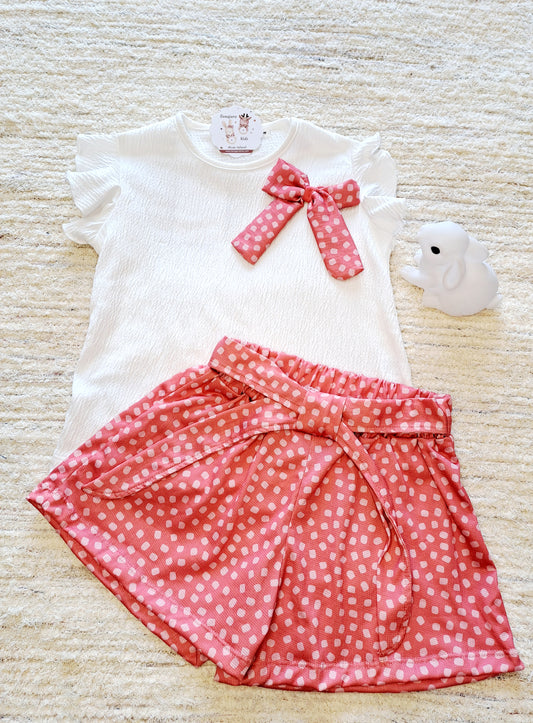 Conjunto Short Coral Blanco