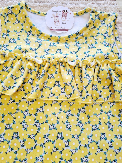 Vestido Niña Flores Amarillo